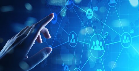 outsourcing concept on virtual screen