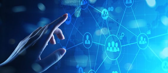 outsourcing concept on virtual screen