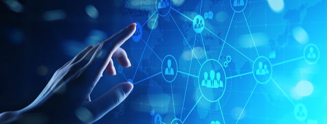 outsourcing concept on virtual screen